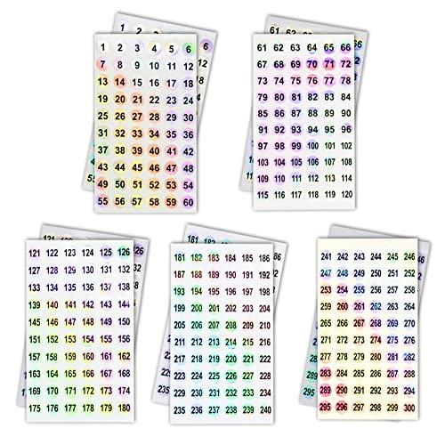 URGINO Number Stickers 2 Set Sticker by Number 1-300 for Swatch Stick