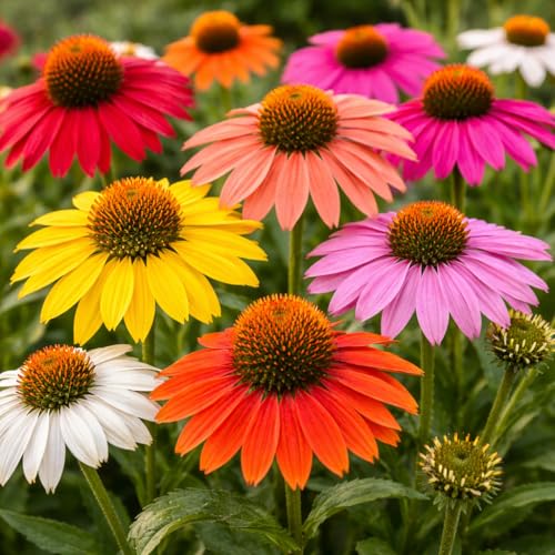 Cheyenne Spirit Coneflower Plug (Echinacea) Mixed Color Perennial Starter Plant Vibrant Red Orange Yellow Pink & White Blooms Drought-Tolerant Garden Flower (2)