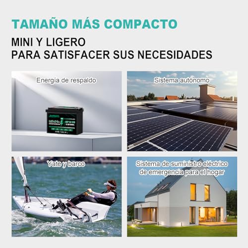 Miniatura 9 de Everexceed 12v 100 Ah Bateria Lifepo4 Con Bms Integrado De 100a, Bateria Litio 1280 Wh Con Protección Contra Bajas Temperaturas, Ideal Para Yates, Embarcaciones, Barcos, 2 Pack