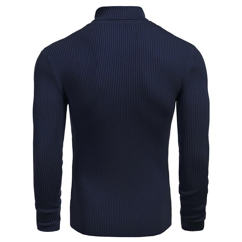Men's Turtleneck Sweater Autumn and Winter Long Sleeve Pullover Thread Sweater Casual Basic Ribbed Sweatershirt4