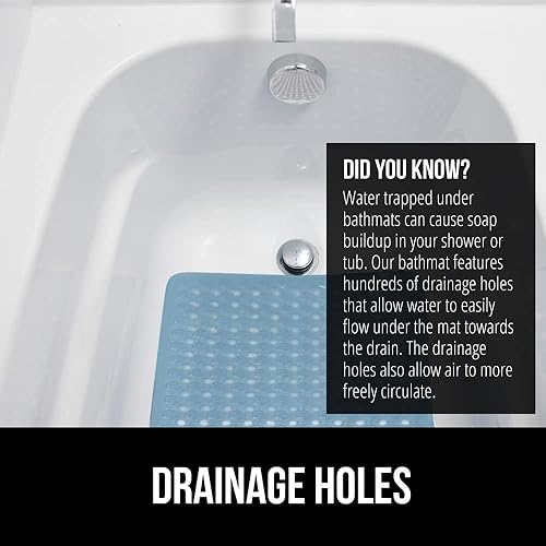 Miniatura 4 de Gorilla Grip - Alfombra de baño, ducha y bañera patentada, lavable a máquina, anti-bacteriana, sin BPA, látex, sin ftalatos, cuadrada, con agujeros
