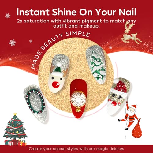 Image of modelones Gel Nail Polish Set Glitter 6Colors Red Dark Green White