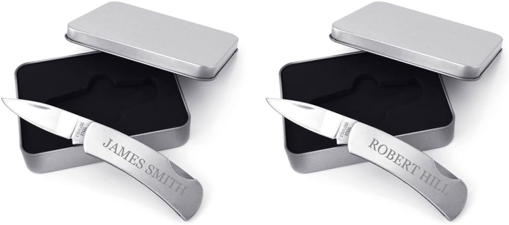 Gifts Infinity® Personalized Stainless Steel Lock-Back Knife Set of 5