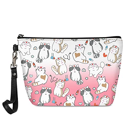 UOIMAG Trousse de Toilette pour Femme - Sac à cosmétiques en Cuir synthétique - Étanche, Chats Roses., Taille Unique