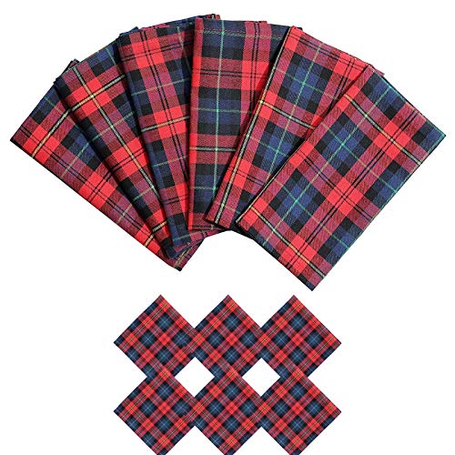 6 Servilletas Grandes Cuadradas Estilo Tartán Rojo miniatura 1