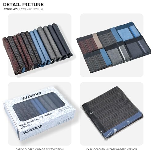 Image of Men's 12pcs 100% Cotton Checkered Handkerchiefs Gift Box, 15.75 Inch Soft Breathable Absorbent Large Pocket Squares