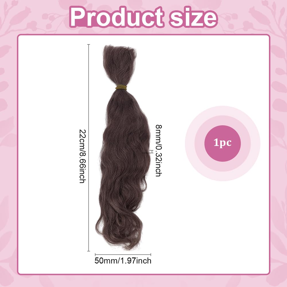 PH PandaHall Brown Hair Wefts Mohair Hairs Wig 22cm Long Curly Hair Wool Figurine Wigs Synthetic Hairs Extensions for Puppets Wigs Making Replacement DIY Craft Materials Supplies - Image 3