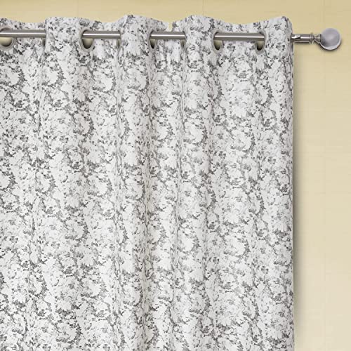 Image of Homestan Abstract Design Velvet Long Door Curtains 9 Feet Long Set of 1 for Home Decor (9 X 4.5 Feet, White)