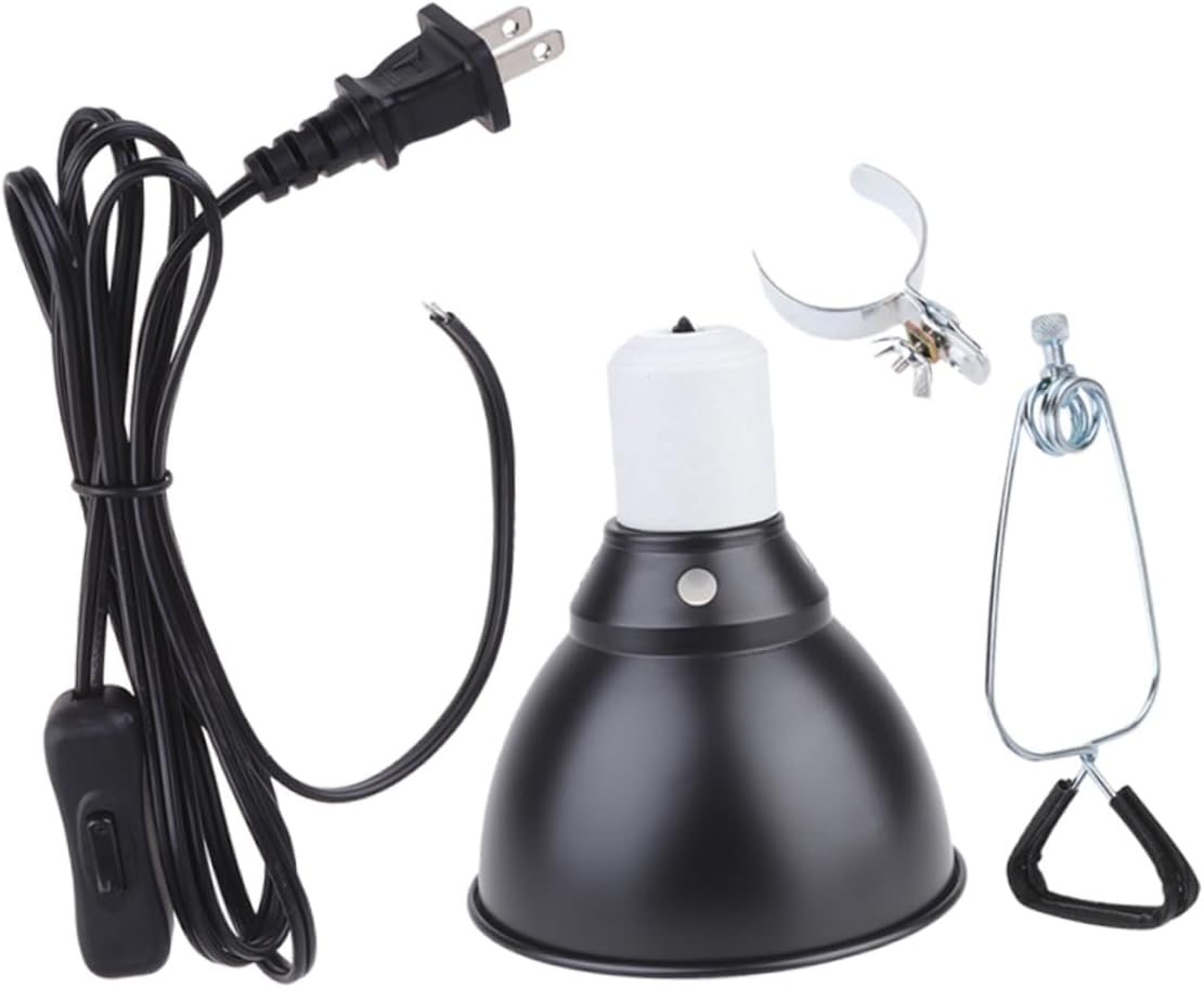 110V Reptile Lamp Fixture with Dome Cover Heat Dissipation Shade for Safe Pet Heating Compatible for Various Reptile Habitats and Heat Bulbs
