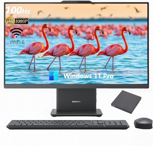 Image of Lenovo IdeaCentre All-in-one Computer, 23.8 inch FHD IPS Display, AMD Ryzen 5 7535HS, 16GB DDR5 1TB PCIe SSD, Wireless Keyboard & Mouse + 9H 6-in-1 DVD Drive, Windows 11 Pro, Gray