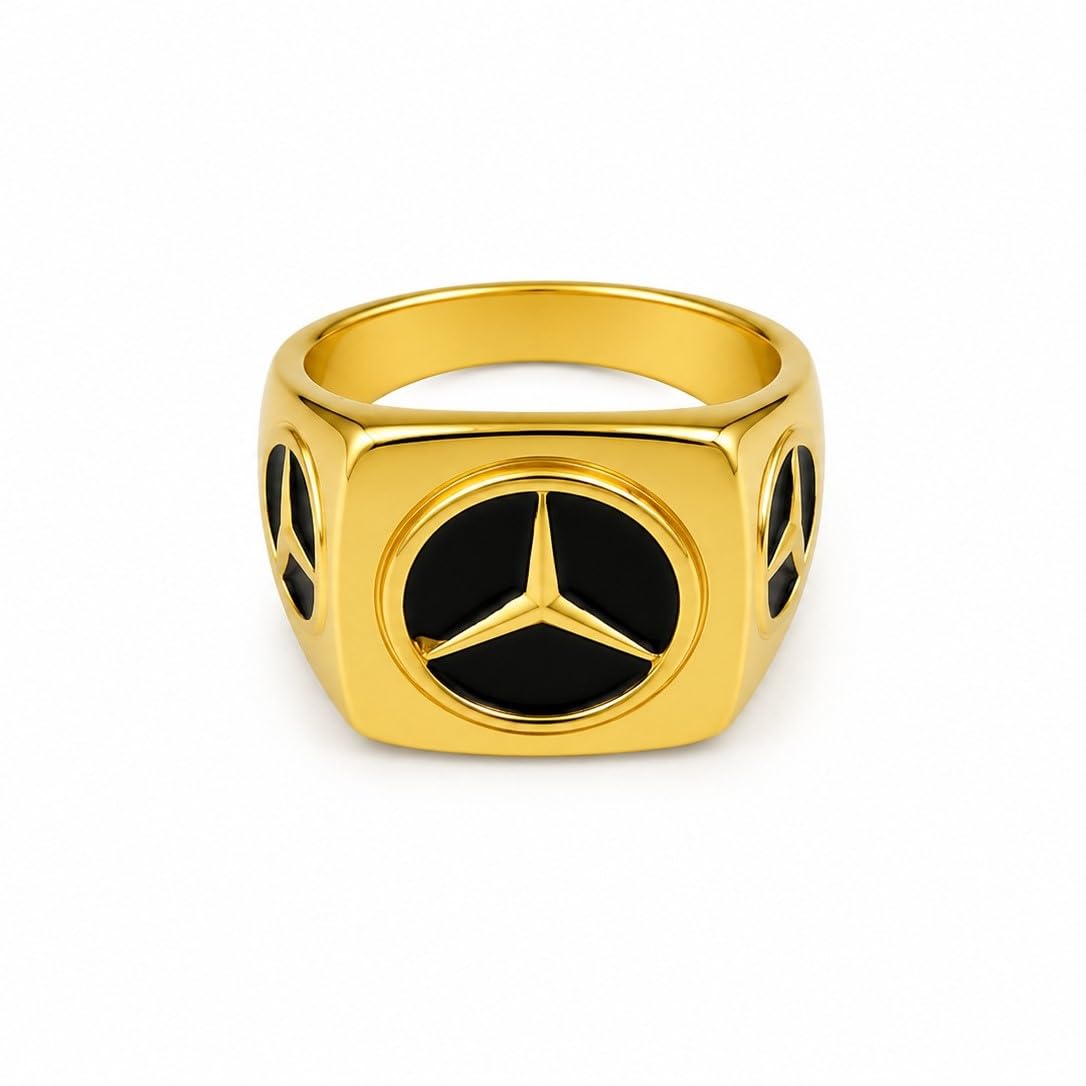 modeva "elevate your essence" Stylish Black & Gold Statement Ring for Men & Women | Premium Polished Stainless Steel Finger Ring with Modern Luxury Design | Smooth Glossy Finish Fashion Band ring-picture-10