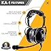KA-1 General Aviation Headset for Pilots - Mono and Stereo Compatibility, Passive Noise Reduction, Noise Canceling Microphone, Gel Ear Seals, Adjustable Headband & Headset Bag