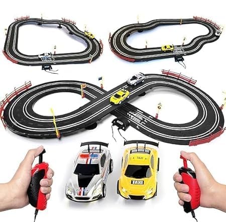 Lagertha Electric High-Speed Slot Car Race Track Sets,1:43 Scale Dual Race Track with 2 Slot Cars and 2 Hand Controllers,Race Track for 6 7 8 9 10 11 12 Boys Girls