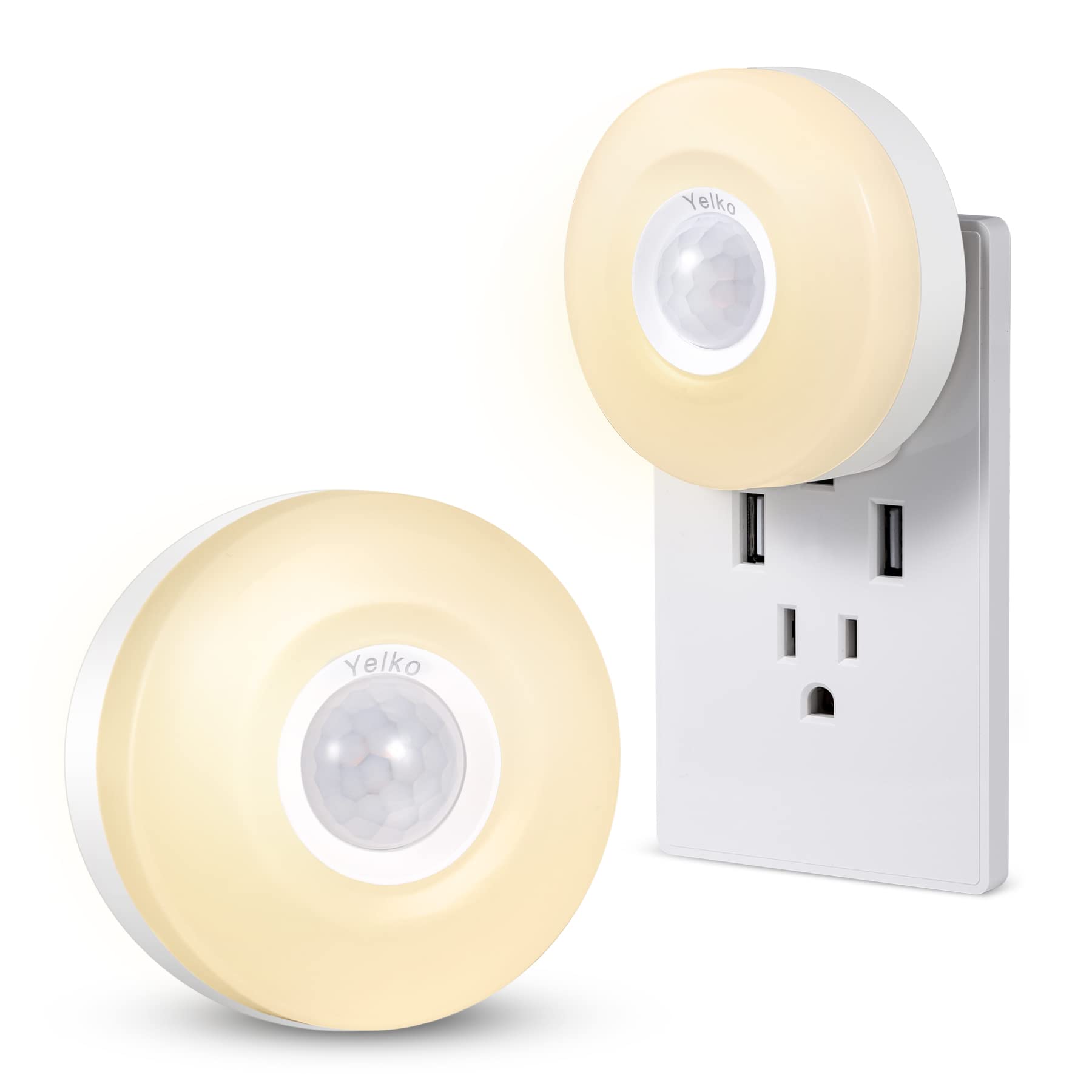 YELKO Night Lights Plug Into Wall 200Lumen Super Bright Plug in Motion Sensor Light Indoor Smart Plugin Motion