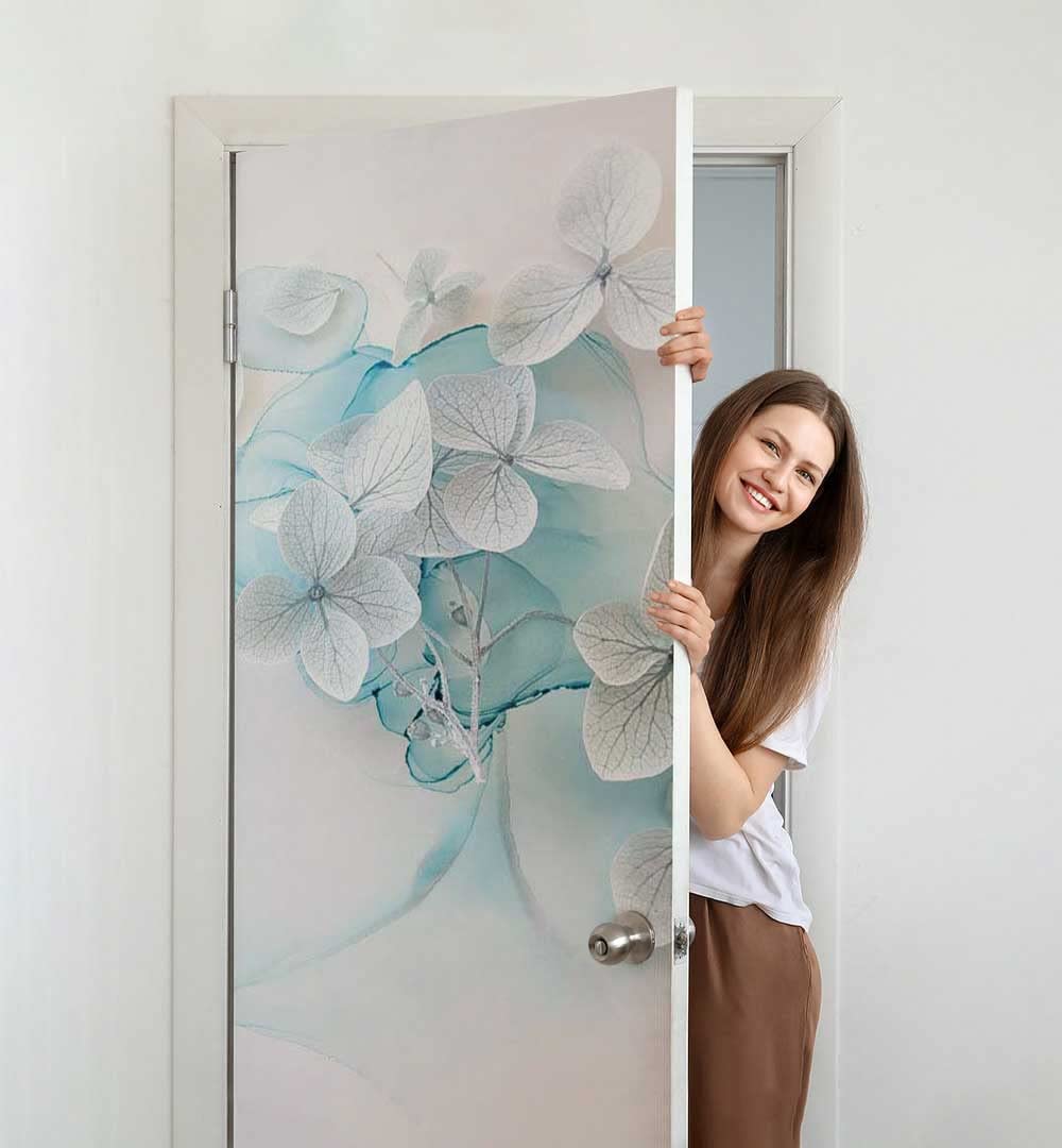 MyMaxxi Türtapete selbstklebend - Einteilige Türfolie 90x200 cm - Motiv: Blühende Blumen seitlich Türklebefolie zum verschönern & bekleben der Tür - Türaufkleber aus Klebefolie