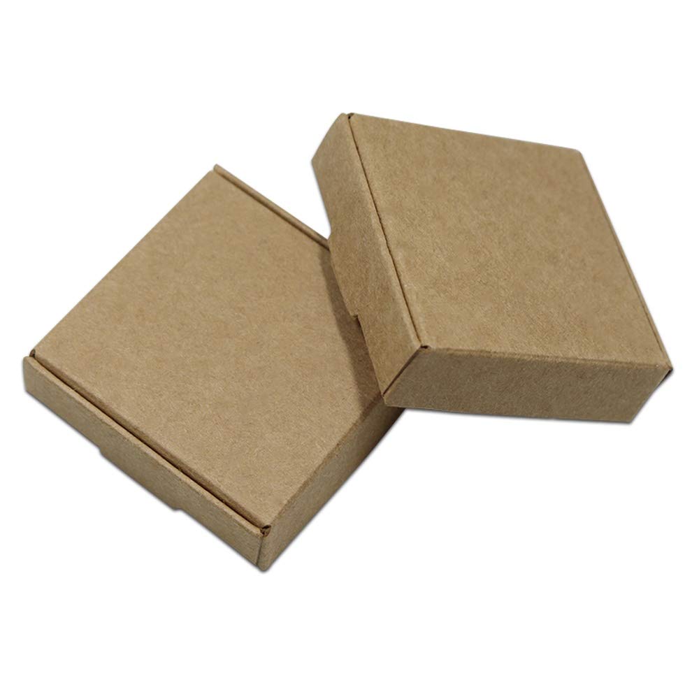 600 sztuk Retro Prezent Pakuj pudełko Dostawy Brown Kraft Paper Box Opakowania dla Candy Chocolate Jewellery Magazynowe Favors Favors(5.5x5.5x2.2cm)