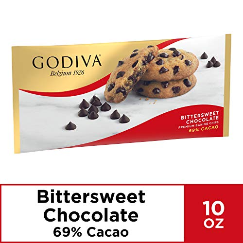 GODIVA Bittersweet Chocolate Premium Baking Chips (11 oz Bag, Pack of 12)