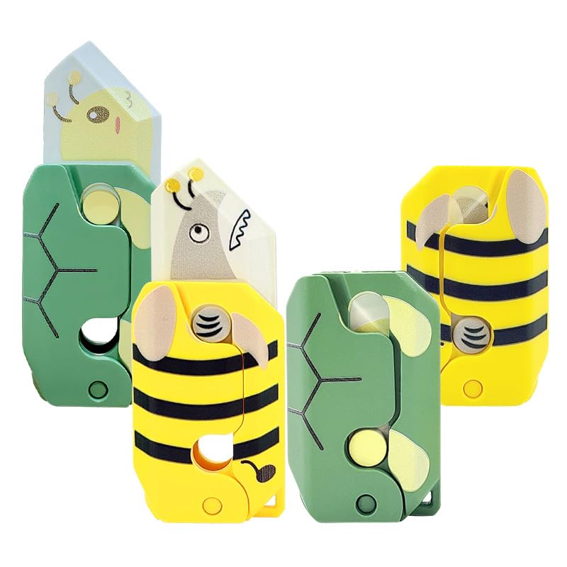 PETBSNVB Bee Tortoise Fidget Knife, 3D Gravity Knife Toy, 3D Gravity Plastic, Toy Switchblade, Printed, Printing Knife, Carrot Knife, Sensory Knife Fidget Toys for Kids & Adults