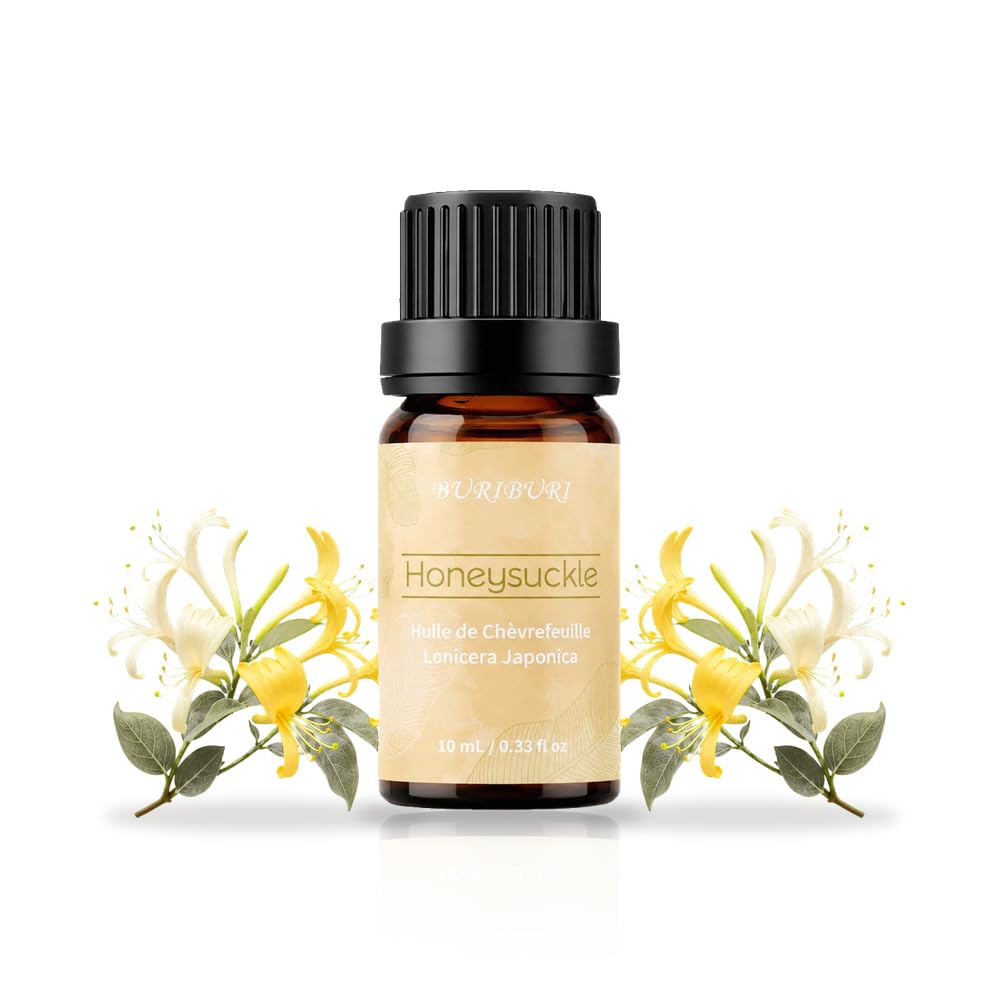 BURIBURI Honeysuckle Essential Oil 10 mL, Sweet Floral Scent for Diffuser