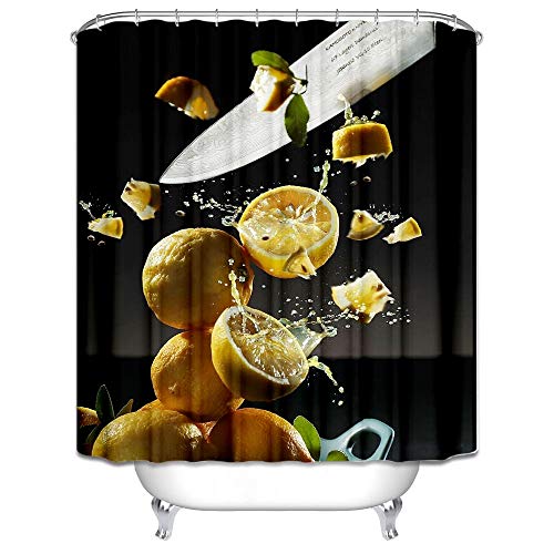 DOLOVE Vintage Bad Vorhang Anti-Schimmel Duschvorhang Zitronenmesser Duschvorhang 150x200 Duschvorhang Bunt Cover