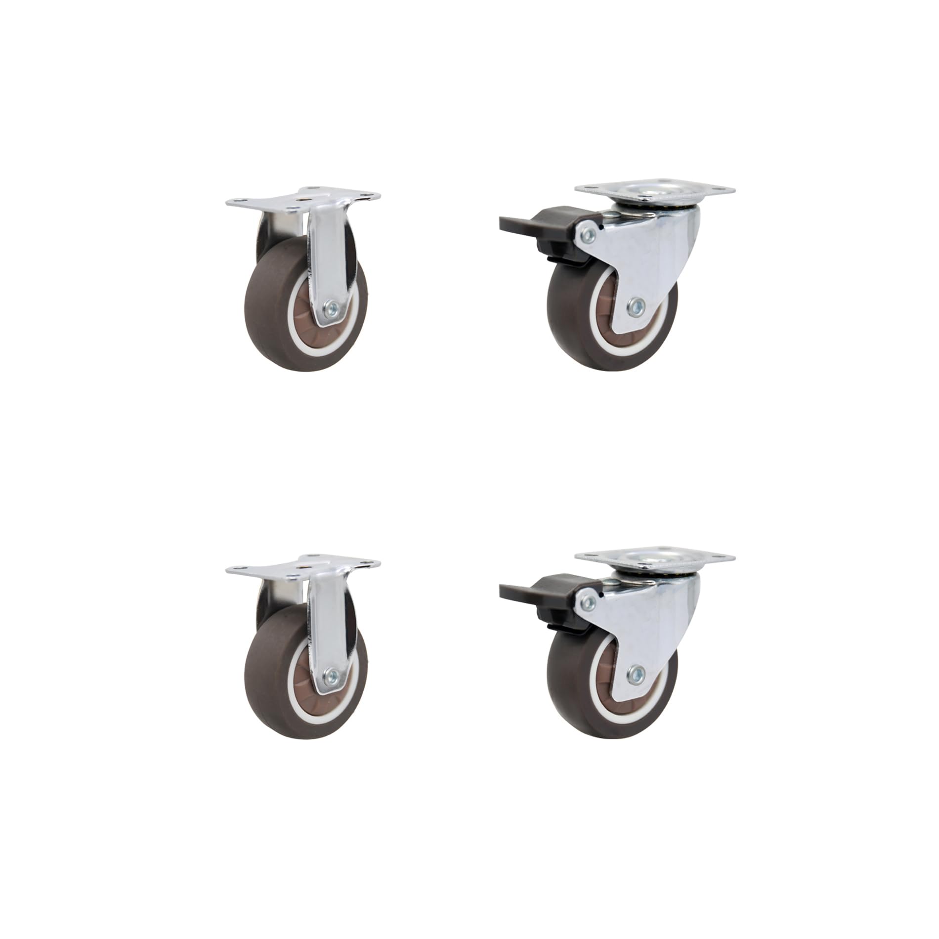 LIKERAINY Silent TPR Swivel Castors diameter 25 x 13 mm with Plate Fixing Rubber Wheels with Brake Replacement for Mobile Furniture Chest Caster Wheels Loading Capability 40kg Pack of 4 pcs