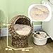 PawHut Rattan Katzenkorb Katzenhöhle Katzenhütte Katzenbett mit Kissen Haustierbett Wasserhyazinthe Kaffee 40 x 37 x 51 cm
