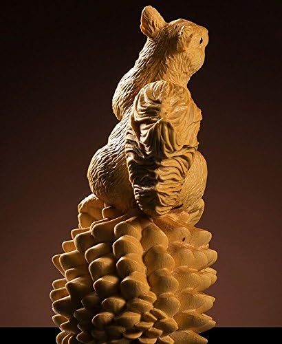 Miniatura 3 de TL035-3.9x2.4x2.0 in Figura tallada detallada de boj tallado - Ardilla con tuerca