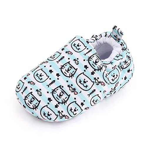 Sekantrol Newborn Infant Soft Non-Slip Sole Sneakers ,Unisex Baby Boys Girls First Walkers Shoes,Cartoon Adjustable Slippers For 0-18 Months (F04 Lightblue, 6_Months) #TOP10