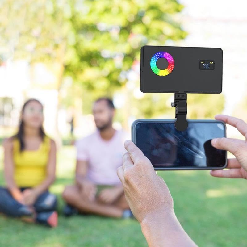 Metallic LED Selfie Light, Portable RGB Video Light, Rechargeable Dimmable Panel Lamp with Clip, Compact Design Lights for iPhone, Selfie Accessories, Vlogging Kit, Traveling Gadgets