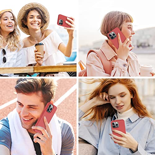 Image of DIZORO Microfiber Candy Case Compatible for iPhone 14 PRO, Shockproof Slim Back Cover Liquid Silicone Case (Red)