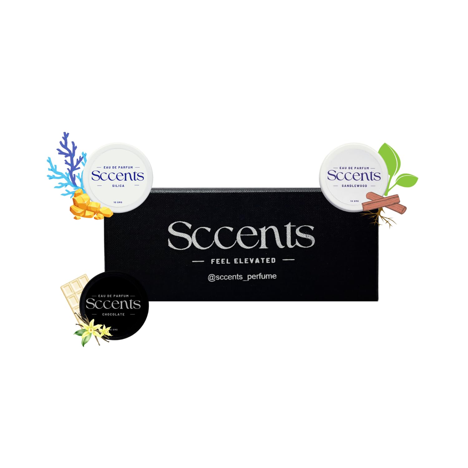 SCCENTS Solid Perfume Trio – Sandalwood, Chocolate & Silica | Long-Lasting Natural Balm Fragrance for Men & Women | Alcohol-Free & Skin-Safe | Travel-Friendly Solid Cologne Gift Set-image-46