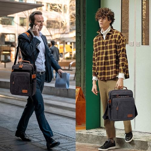 ESTARER Umhängetasche Herren Schultertasche 13 Zoll kleine Herrentasche Kuriertasche aus Canvas für Arbeit Schule Reise