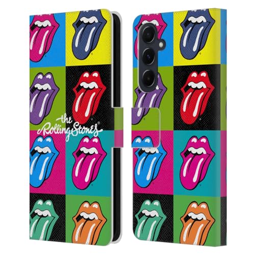 Licenza Ufficiale The Rolling Stones Pop Art 1 Lingua Collezione Custodia Portafoglio Compatibile con Samsung Galaxy A55 5G pelle