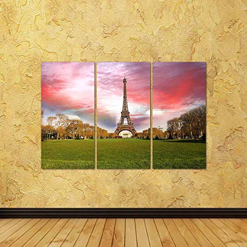 Image of ArtzFolio Spring Morning With Eiffel Tower, Paris, France Split Art Painting Panel On Sunboard 38.9 X 25.9Inch