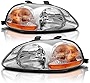 AUTOSAVER88 Headlight Assembly Compatible with 1996 1997 1998/96 97 98 Civic 33151-S01-305 33101-S01-305 Chrome Housing