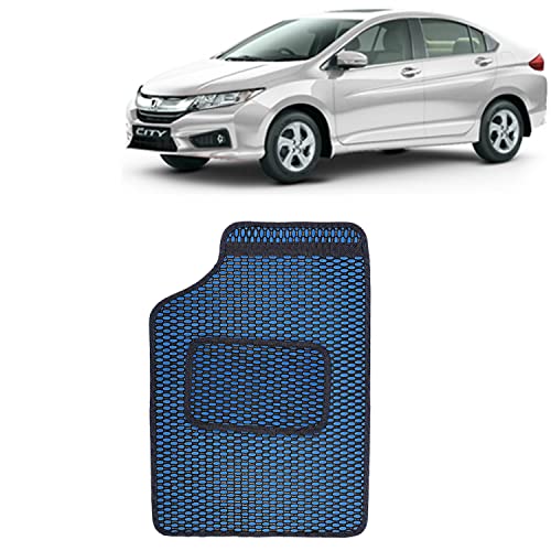 Image of Kingsway Dotted Design Car Floor Foot Mats Universal Fit for Honda City, Model Year : 2014-2016, Water and Dustproof, Color Blue, Set of 5 Pieces