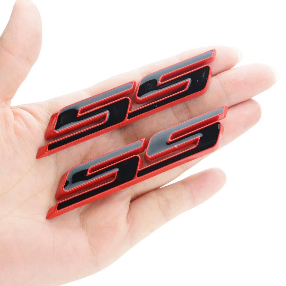 Side Emblem Badge Nameplates 3D Raised Strong Adhesive Replacement 2010-2016 SS 3pcs (Red Black)