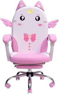 Estudiante De Niña Rosa Expresión Linda Silla De Juegos Silla De Computadora Silla para Juegos Princess Pink Chair Silla De Ordenador Anchor Live Game Cómoda Silla Giratoria De Oficina Reclinable