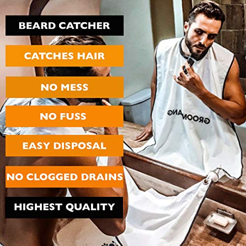 Beard Bib GROOMARANG Beard Catcher Shaving Apron for Men - PLUS Beard Shaping Comb Template Beard Bib GROOMARANG Beard Catcher Shaving Apron for Men - PLUS Beard Shaping Comb Template