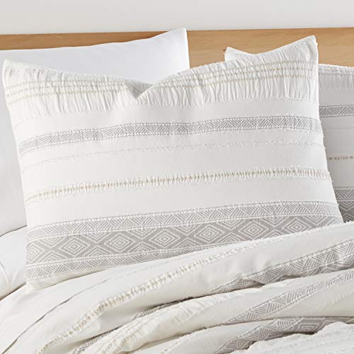 Levtex Home - Pickford Duvet Cover Set - Full/Queen Duvet Cover + Two Standard Pillow Cases - Grey, Taupe, Off-White - Jacquard Tribal - Duvet Cover (90 x 94in.) and Pillow Case (26 x 20in.) - Cotton - Image 5