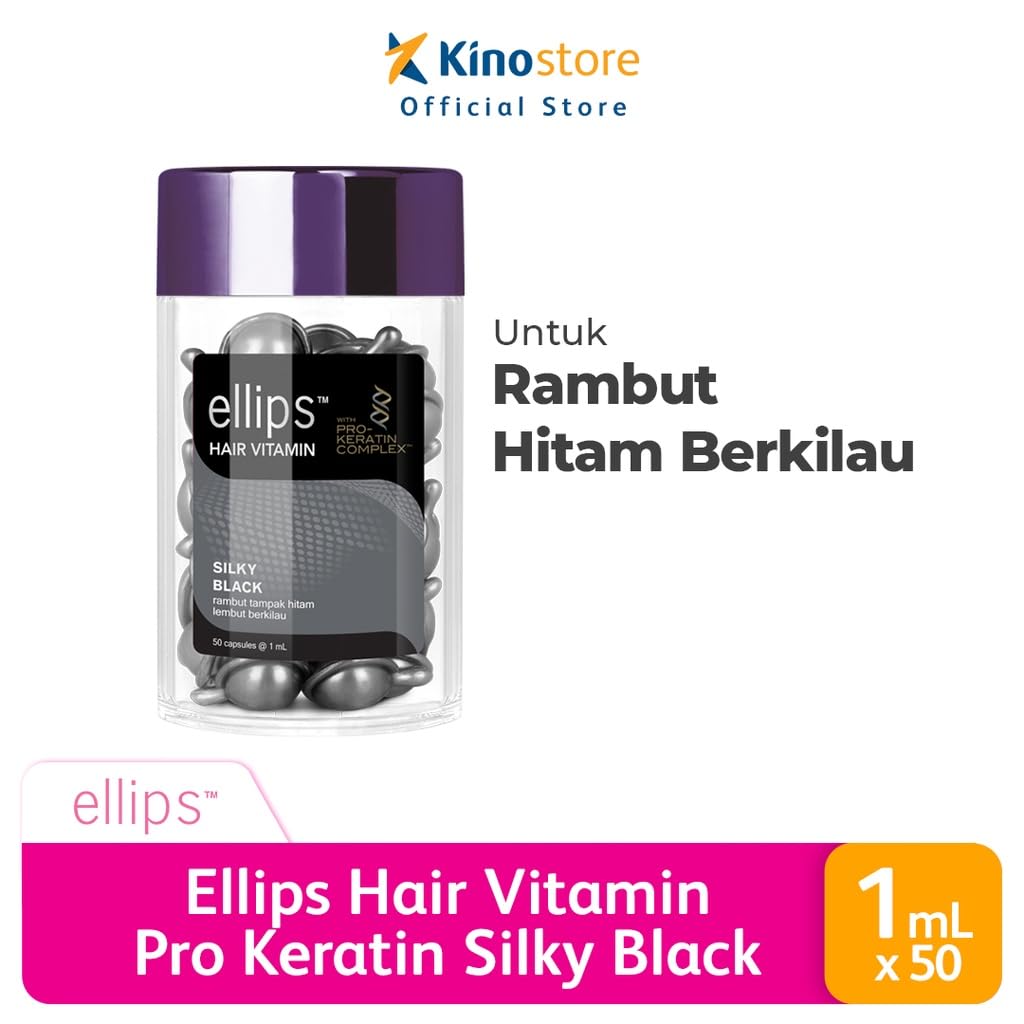 Ellips Witamina do włosów z kompleksem Pro-Keratin (50 kapsułek), olejek do pielęgnacji włosów, jedwabista czerń (opakowanie 1 szt.)