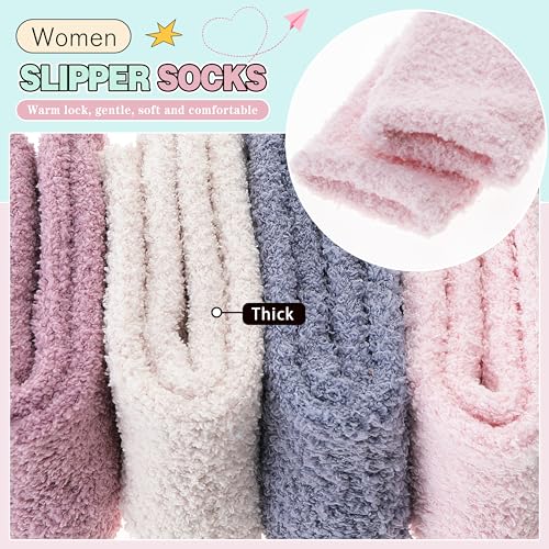 Fuzzy Socks Warm Fluffy Winter Cozy Thick Plush Slipper Sleep Comfy Crew Socks for Women & Men 5 Pairs2