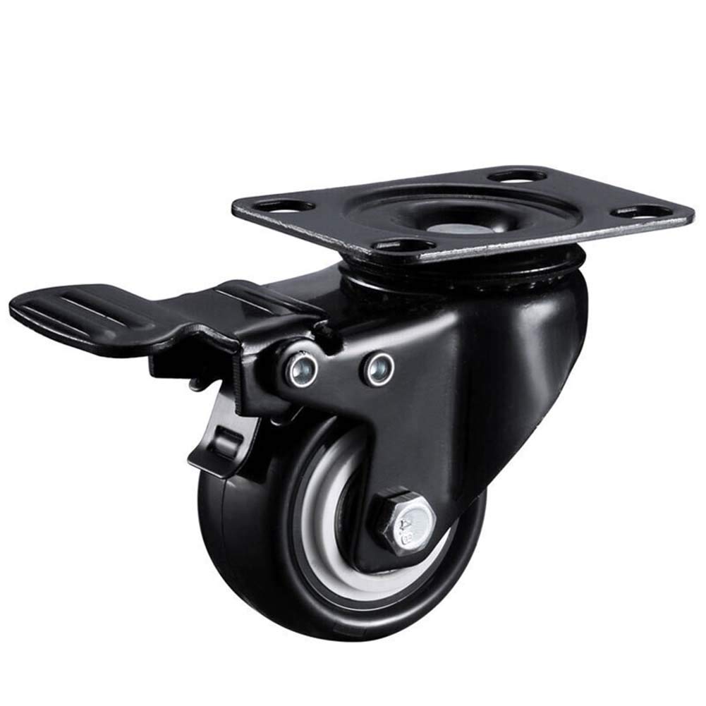 Ruote per carichi Pesanti da 2 Pollici (50 mm) Ruote industriali per Trasporto con Freno Piastra Fissa Girevoli universali silenziose Ruote per Carrello Lettino per Bambini Mobili per pavime