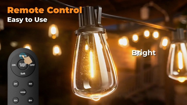 Image of addlon 204FT(2 Pack*102FT) Solar String Lights Waterproof, Patio Lights Solar Powered with Remote & USB Port, 3 Lighting Modes 60+4 LED Shatterproof Bulbs Outdoor Light for Camping Backyard Garden