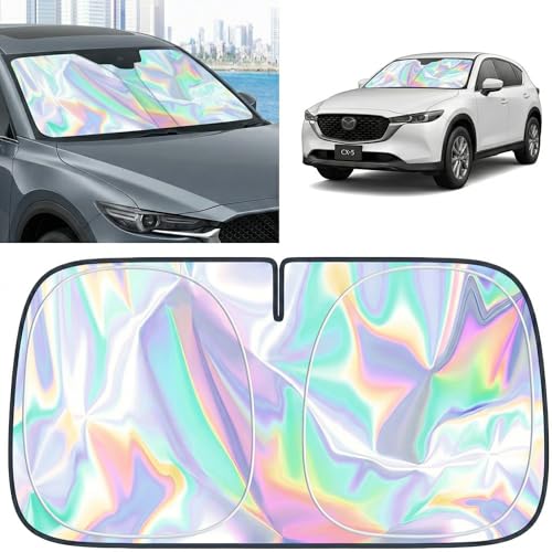 for Mazda CX-5 2017-2026 Windshield Sun Shade - Foldable Windshield Cover Sun Shade for CX5 Accessories Protect Car from Sun Rays Overlapping UV Reflective Window Sunshade