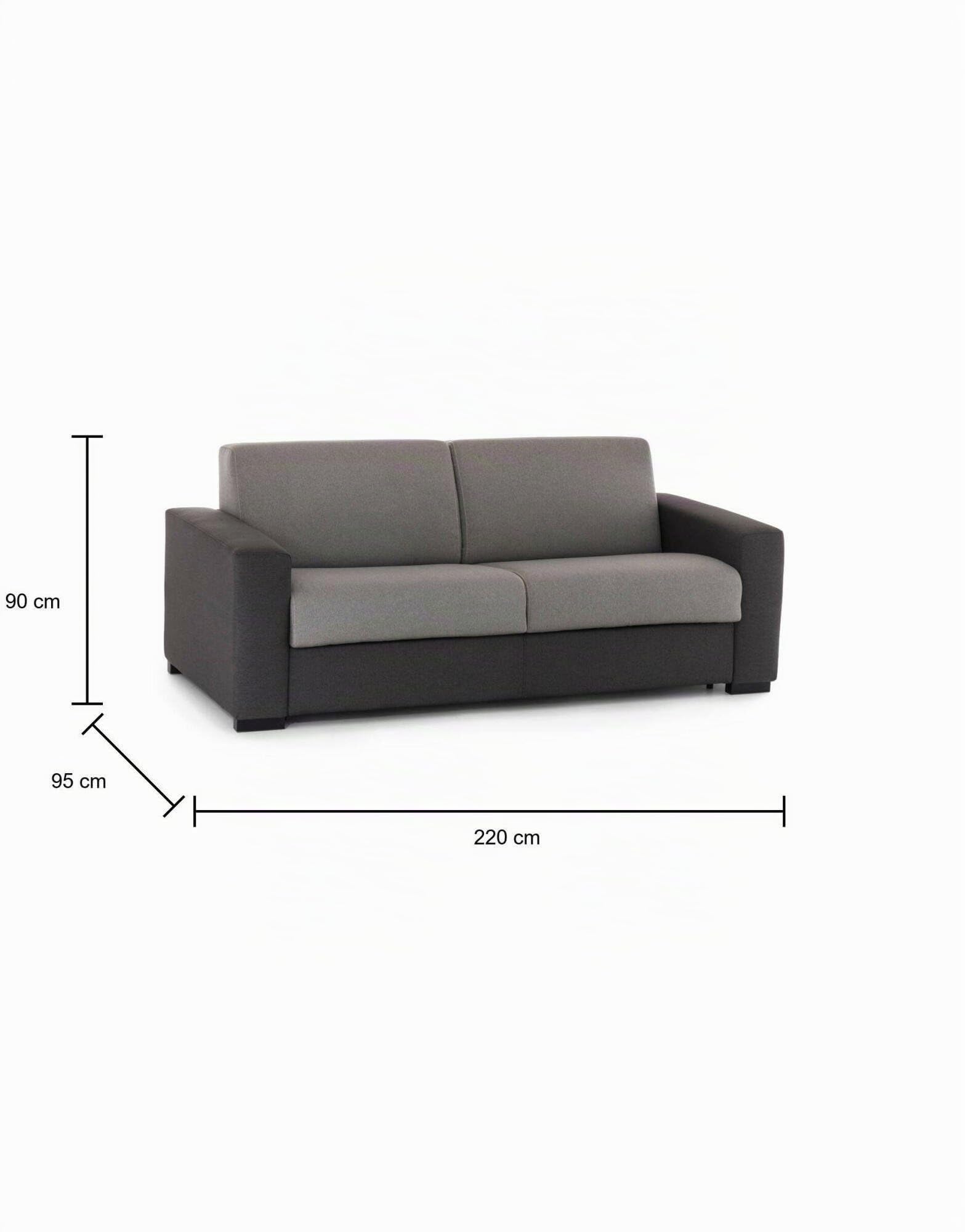 Talamo Italia - Divano letto 3 posti Aliana, Sofà apertura girevole in tessuto imbottito, Braccioli standard, 100% Made in Italy, Cm 220x95h90, Grigio e Antracite