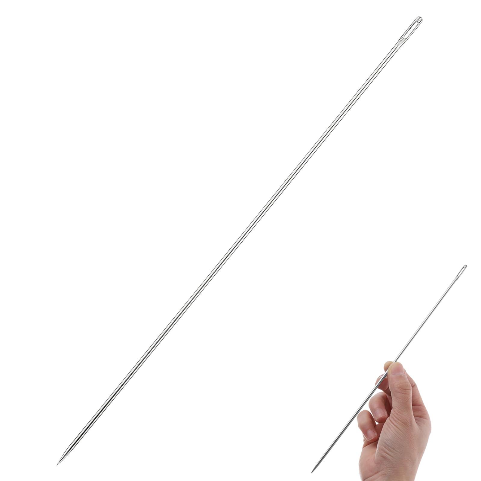 Shweehon Silver Upholstery Needle, Large Sewing Needles, Sewing Needle Long, Heavy Duty Upholstery Needle For Leather, For Home Crafts Projects Doll Making Tufting( 30Cm)