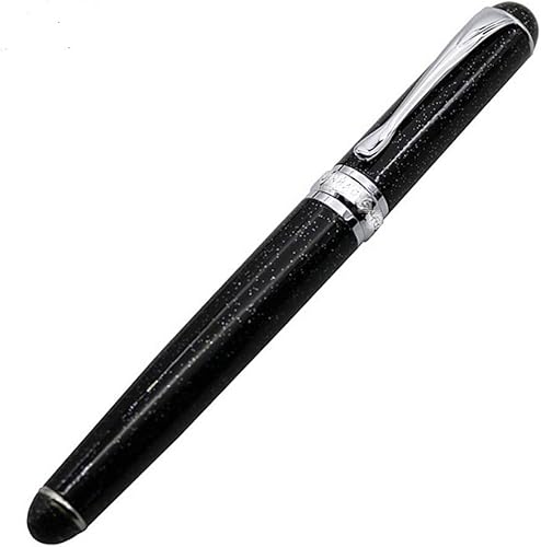 Miniatura 6 de Pluma estilográfica negra con purpurina, recargable de 5.5 in x 0.5 in para hombres y mujeres, diario, caligrafía, bolígrafos de escritura suave