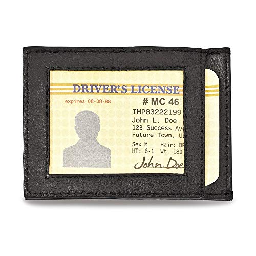 Solid Black Leather Magnetic Money Clip Id Slot2