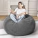 Cansunna 3FT Bean Bag Chairs Teardrop Bean Bag Chair for Adults Beanbag Chair with Memory Foam Filled Machine Washable Cover for Living Room, Bedroom (Large,Grey)